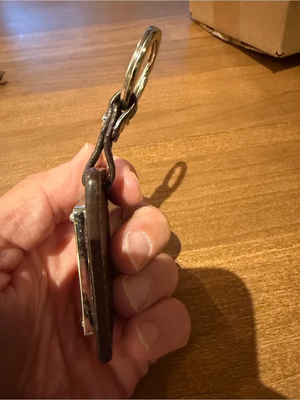 Tignanello Key Ring Keychain Dark Brown Leather